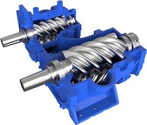 ДВУХСТУПЕНЧАТЫЙ ВИНТОВОЙ БЛОК НА 12 ДВУХКОМПОНЕТНЫХ РОЛИКОВЫХ БИКОНИЧЕСКИХ ПОДШИПНИКАХ 